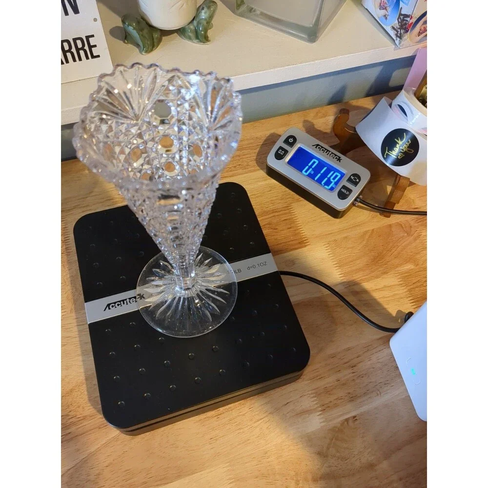 Vintage Brilliant Clear Cut Glass Bud Vase 6